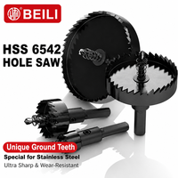 Scie cloche BEILI HSS 6542 avec trou de centrage intégré 16-80mm et foret pilote pour perçage de tôles fines en acier inoxydable et en fer