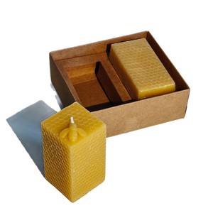 Cire d'abeille jaune Changming de haute qualité, modèle nid d'abeille carré, semi-fabriquée, sans fumée, pour l'église et la maison, vente en gros sur mesure - Product Image 1