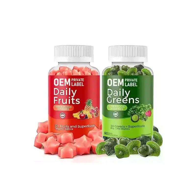 Veggie Gummies suplemen Vitamin sayuran Superfood untuk pria wanita campuran buah dan hijau untuk kesehatan sehari-hari