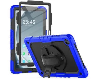 2024 tablet A9 cases Tab A9 Cover with Screen Protector and Hand Strap Blue