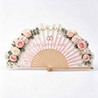 Éventail de mariage romantique BSBH avec imprimé rose, éventail pliant pour cérémonie en plein air, tables de réception et accueil des invités