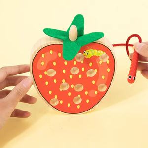Nuevo juego de cuerda de fruta de <span class=keywords><strong>madera</strong></span> para niños, juguete educativo de Educación Temprana de <span class=keywords><strong>madera</strong></span>, <span class=keywords><strong>gusano</strong></span> para comer manzana, ayuda para enseñanza Montessori - Product Image 5
