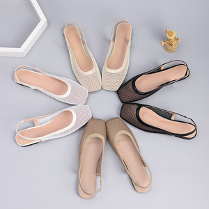 Xuanhui ретро летние дышащие сетчатые туфли на плоской подошве женские повседневные туфли-лодочки черные рабочие туфли на плоской подошве - Product Image 5