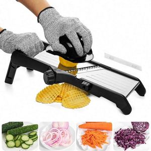 Hot Sale <b>Multifunction</b> <b>Vegetable</b> <b>Cutter</b> Slicer Stainless Steel Mandoline Slicer Fruit <b>Vegetable</b> Chopper With Safety Holder - Product Image 5