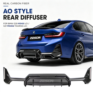 Difusor Trasero Estilo AO de Fibra de Carbono Real para <span class=keywords><strong>BMW</strong></span> Serie 3 G20 G21 <span class=keywords><strong>M340i</strong></span> M340d LCI Sedán Touring, Lip para Parachoques 2023+ - Product Image 1