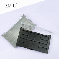 Palette de fards à paupières 12 couleurs avec couvercle transparent, palette de maquillage rectangulaire vide, palette de contour personnalisée noire mate