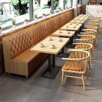 Café-restaurant restauration rapide Restaurant commercial table et chaise en bois ensemble en cuir café banc canapé sièges japonais salle à manger ensemble de chaises