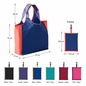 Bolsa de Mano Plegable con Logotipo Personalizado, Bolsa de Compras con Bloques de Color, Tela Lavable, Gran Capacidad, Asa de 28 cm, Uso Diario, Venta al Por Mayor - Product Image 2