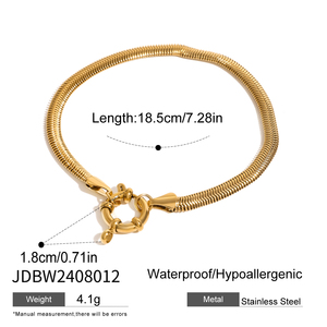 Pulsera J&D de Acero Inoxidable Resistente al Agua con Baño de Oro de 18K, Cadenas Tipo Serpiente, Eslabón Cubano y Cable con Cuentas Ovaladas, Dijes y Cierres de Palanca y Langosta - Product Image 2