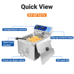<span class=keywords><strong>Friteuse</strong></span> électrique professionnelle 6L à réservoir unique avec protection contre la surchauffe et robinet de vidange pour poulet frit, frites et chips - Product Image 2