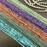 Perles de pierres précieuses naturelles facettées de coupe fine de 3 mm, brin lâche pour la fabrication de bijoux, pierre facettée de designer DIY