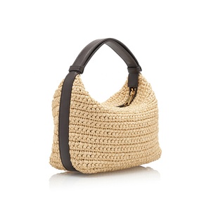 Bolso de Hombro de <span class=keywords><strong>Rafia</strong></span> Tejido a Mano Personalizado con Asa de Cuero, Bolso de Mano Ecológico de Ratán para Mujer, de Lujo - Product Image 1