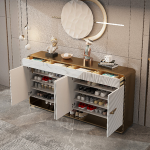 Muebles de gabinete de zapatos funcionales y elegantes hechos a mano con <span class=keywords><strong>madera</strong></span> maciza <span class=keywords><strong>MDF</strong></span> y borde de metal - Product Image 6