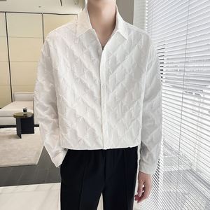 Camisa informal de manga larga con cuello vuelto para hombre de alta calidad, vestido Formal holgado con cuello Polo para proceso de grabado de otoño - Product Image 6