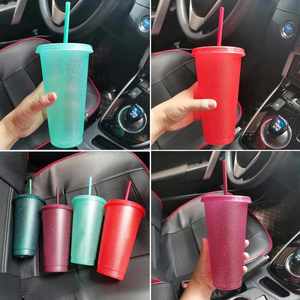 Bestseller 50 Count Large-Capacity Eco-Friendly PP <b>Plastic</b> Straw <b>Cup</b> Iridescent Glitter-Accented Design Modern Minimalist Trendy - Product Image 3