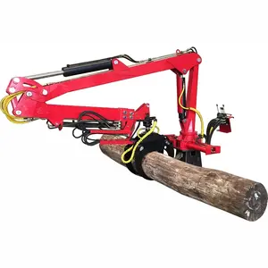 Forest timber crane with grapple for tractor