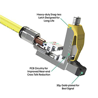 Konektor Jaringan Ethernet Terlindung RJ45 Tanpa Alat, Berlapis Emas, Modular Plug Cat8 Male 1PCS, Kustomisasi 1000