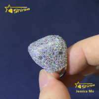 Nouvelle Collection 2026 – Bague Homme Carrée en Argent Massif S925, Style Hip-Hop Luxe, Sertie de Moissanite Fantaisie, Idéale comme Cadeau