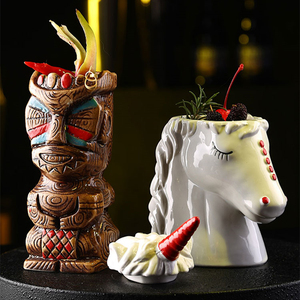 Nuevas tazas de barra de cerámica Hawaii Tiki, Copas de cóctel y cerveza individuales, promoción barata para tazas Tiki de espuma para fiestas - Product Image 4
