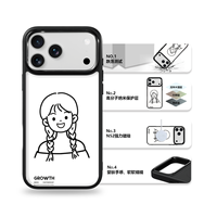 Coque de téléphone AG Feeling Black Edge avec motif gril et queue de cheval pour iPhone 17, 17 Pro Max, 16 Pro, 15, 15 Pro Max, coque magnétique