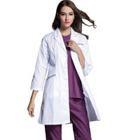 Batas de Laboratorio Antiestáticas de Poliéster/Algodón para Mujer, Uniformes Médicos para Hospital y Salón de Belleza, con Impresión de Logotipo Personalizado, Venta al Por Mayor