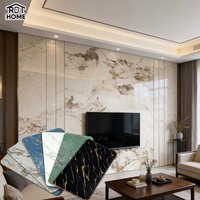 Plaque PVC effet marbre brillant carbone cristal ROI HOME, moderne, étanche, motif floral fluorescent, usage domestique, garantie 1 an