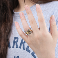 Damen Edelstahl Geometrischer Klassischer Gedrehter Breiter Ring 18K Vergoldet Mode-Statement-Schmuck Täglich Party Großhandel