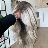 Sans colle Ombre blond cendré couleur vague vierge cuticule aligné cheveux humains nœuds invisibles HD dentelle avant perruques pour les femmes