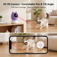 Caméra intelligente pour animaux de compagnie 2K HD avec suivi automatique par IA et jouet laser interactif 360° °   Moniteur vidéo à distance WiFi pour chats et chiens, certifié FCC CE RoHS