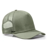Gorra de béisbol de malla de 6 paneles de alta calidad, nueva, fresca y transpirable, con visera de pico de pato ampliada y profunda, y hebilla dorada de cobre común.