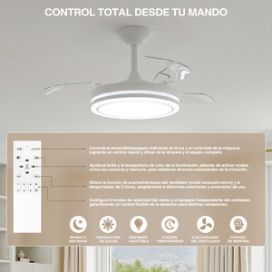 Ventilateur de plafond rétractable à 4 pales avec lumière LED, minuterie, moteur DC réversible, silencieux et économe en énergie - En stock en Espagne - Product Image 5