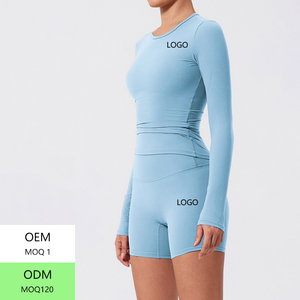 Оптовый комплект для йоги для женщин: дышащий повседневный спортивный костюм из 2 предметов с длинным рукавом для тренировок и фитнеса - Product Image 4