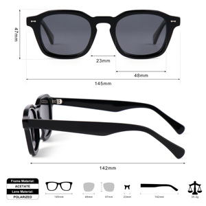 カスタムロゴ入り高級アセテートサングラス デザイナーレトロスクエア偏光サングラス 男女兼用 - Product Image 4