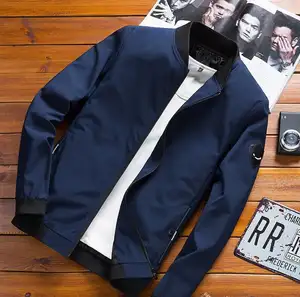 Jaqueta masculina slim fit de cor sólida, jaqueta para homens adolescentes de primavera e outono, tamanho grande