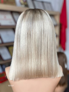Shy 12-Inch Bob peluca Venta caliente Color Rubio pelo virgen encaje transparente Bleach nudo mujeres salón calidad directo Stock recto - Product Image 6