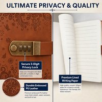 Nouveau carnet A7 personnalisé avec logo en relief, avec serrure à code, journal secret, agenda quotidien, journal de gratitude, carnet en cuir PU