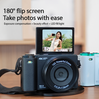 Cámara Selfie D1 Profesional 4K UHD con Pantalla Giratoria de 180°, 64MP, AF, Zoom 16X, Videograbadora Compacta Retro para Principiantes en Fotografía