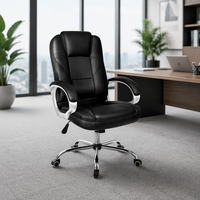 Fauteuil de direction pivotant de luxe en cuir, ergonomique et contemporain, avec fonction massage et repose-pieds
