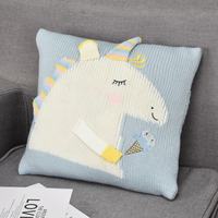 Housse de coussin décorative pour la maison, motif licorne mignonne, dessin animé, pour lit et chaise