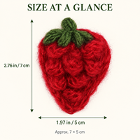 Applique en fil tricoté 3D fraise rouge, 7x5cm, pour pulls, chapeaux, sacs, bandeaux, nœuds pour cheveux et travaux manuels de couture DIY