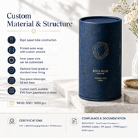 Caja de Cartón Cilíndrica Rígida de Lujo, Tamaño Personalizado, con Certificación FSC, para Perfume, Velas, Cuidado de la Piel, Cosméticos y Regalos