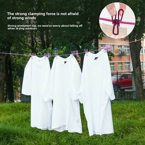 Wholesale Portable Outdoor <b>Clothesline</b> Household 12 Clips Windproof Color Drying Elastic Rope - Product Image 1