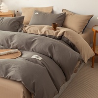 Housse de couette 100% coton lavé, couleur unie, 40s 128x68, teinture réactive, minimaliste, pour la maison, le dortoir, vente en gros