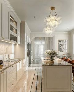 Contemporary Design Villa <b>Kitchen</b> <b>Furniture</b> Custom Smart White <b>Kitchen</b> Wall Cabinet With Island - Product Image 5
