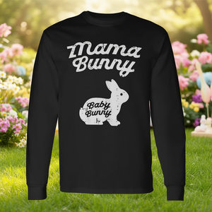 T-shirt à manches longues « Mama Bunny » – Mignon pour la grossesse, révélation du sexe, fête prénatale, prochainement maman - Product Image 3