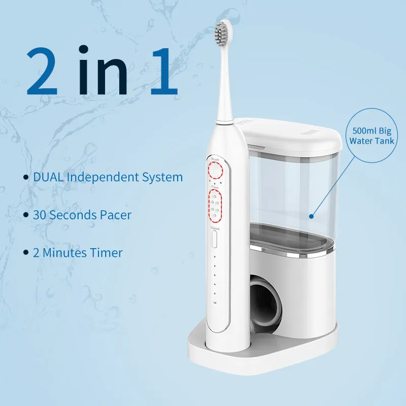 Draagbare 2 In 1 Water Flosser En Sonische Tandenborstel Oplaadbare Tandheelkundige Orale Irrigator Water Flosser Elektrische Tandenborstel