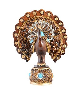Handcrafted Wooden <b>Peacock</b> Figurine Bohemian Mosaic Home Decor Indoor Tabletop <b>Ornament</b> Living Room Art Piece - Product Image 1