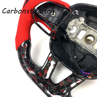 Volant de course en fibre de carbone forgée rouge pour Dodge Hellcat SRT Charger/Challenger, design intérieur performance à fond plat
