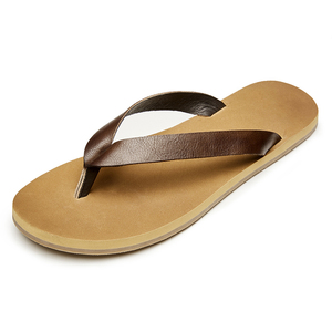 Nouvelles tongs tendance 2025 pour hommes, sandales d'été en cuir véritable antidérapantes, pantoufles décontractées pour l'extérieur, logo personnalisé - Product Image 1