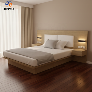 Cama de Lujo de Madera Maciza Tamaño King Size Diseño para Hotel de Negocios con Cabecero para Proyecto de Mobiliario <span class=keywords><strong>Holiday</strong></span> Inn Base de Colchón Comercial - Product Image 2